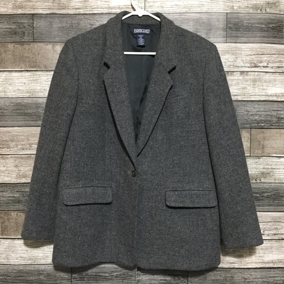 Vtg Lands End Wool Blazer Women’s 12P Gray Single Button - Picture 4 of 9
